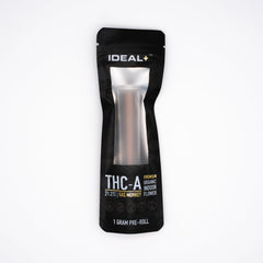 Black THC vape pen package with silver details for Gas Monkey Pre-Rolls cannabis experience