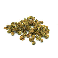 Dried CBG Hemp Flower Smalls showcasing trichomes and pistils in vibrant detail