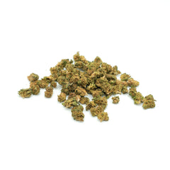 Dried Sour Chem Hemp Flower Small Nugs with trichomes and green coloring