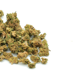 Dried Sour Chem Hemp Flower small nugs showcasing vibrant green buds and trichomes