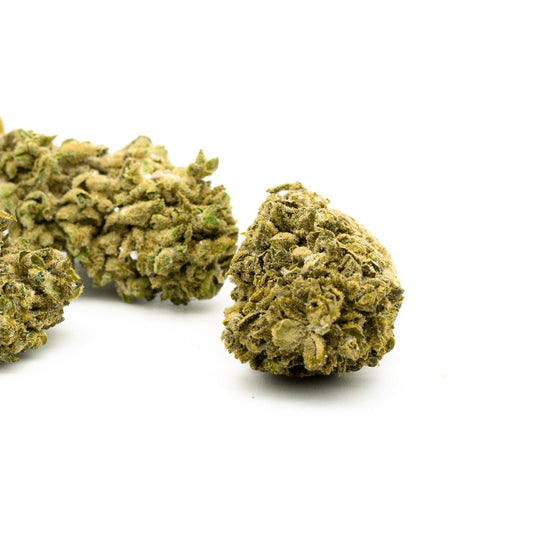 Dried Silver Haze CBG flower buds showcasing rich trichomes and colorful pistils