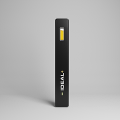 Black Bubba Kush vape pen with yellow indicator light and IDEAL+ branding