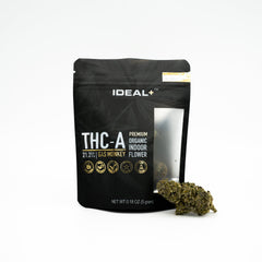 Black resealable pouch of Gas Monkey 21% THCA flower from IDEAL+, indica-dominant hybrid