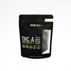 Black resealable pouch of Gas Monkey 21% THCA Flower, an indica-dominant hybrid