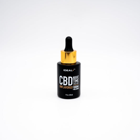 Black CBD Tincture Oil Night Drops 1000mg in a dropper bottle with gold cap