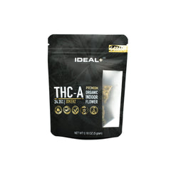 THC-A Premium Organic Indoor Flower package with IDEAL+ brand for a well-rounded experience
