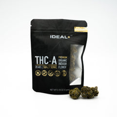 Black resealable pouch of Obama Kush THCA flower with buds showcasing cerebral stimulation