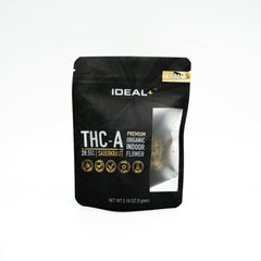 Black resealable pouch for Sauerkraut 29% THCA Flower highlighting uplifting effects