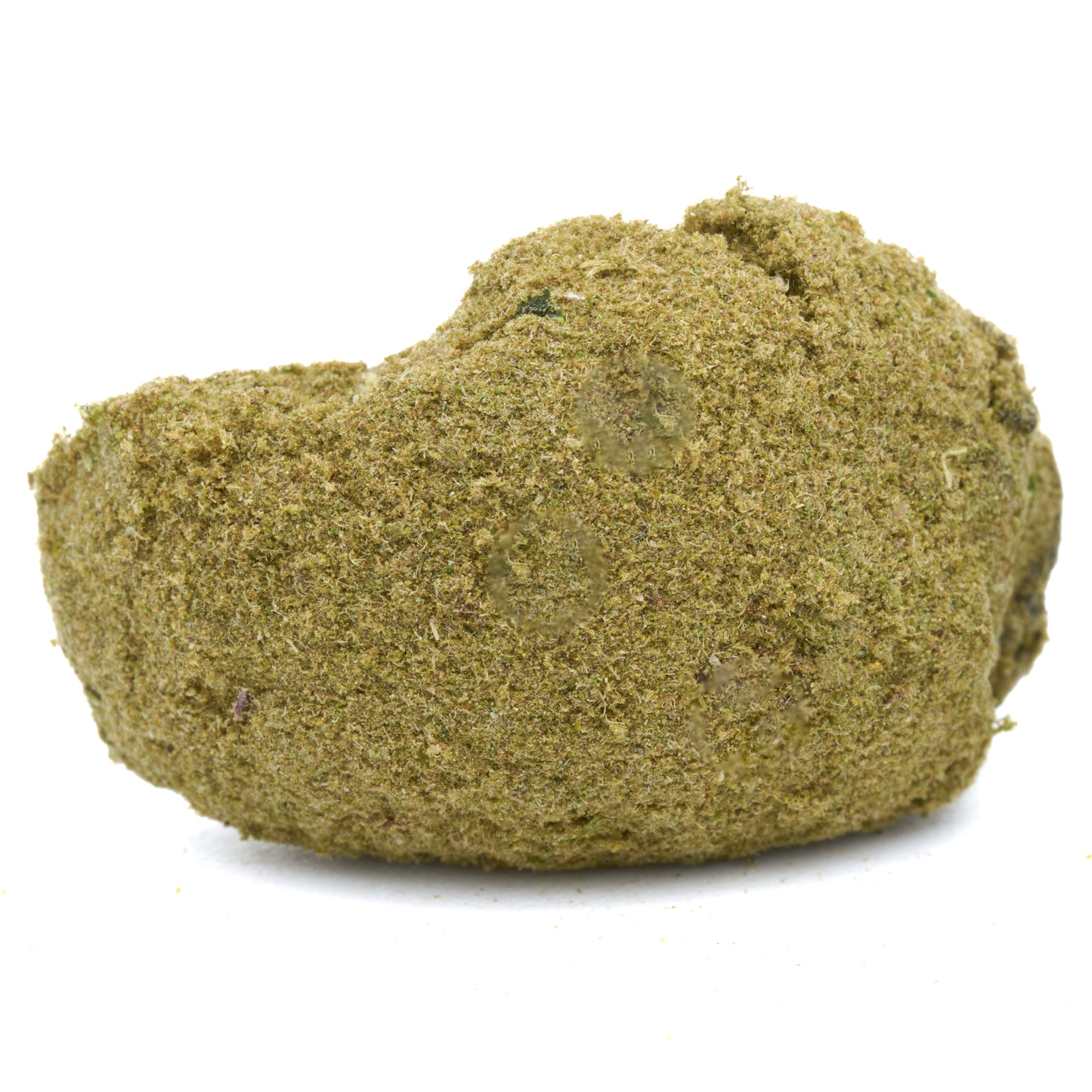 Bubba Kush CBD Moon Rocks featuring a nugget covered in green kief powder