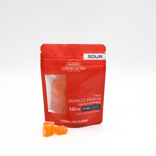Sour Mango Peach Delta 8 Gummies 250mg - 10 Pack