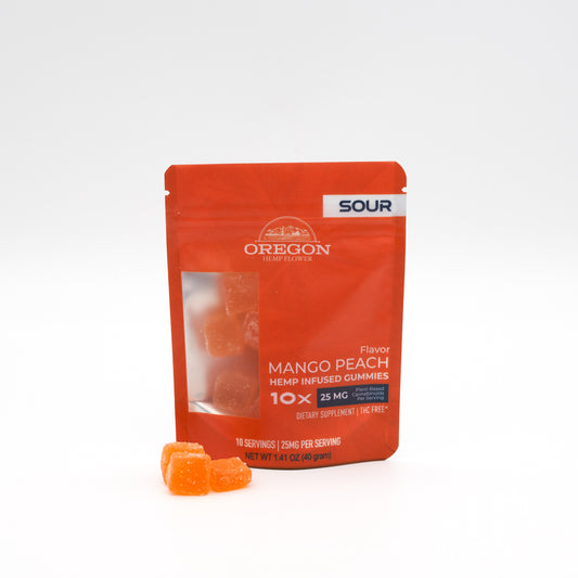 Sour Mango Peach Hemp Gummies 250mg - 10 Pack