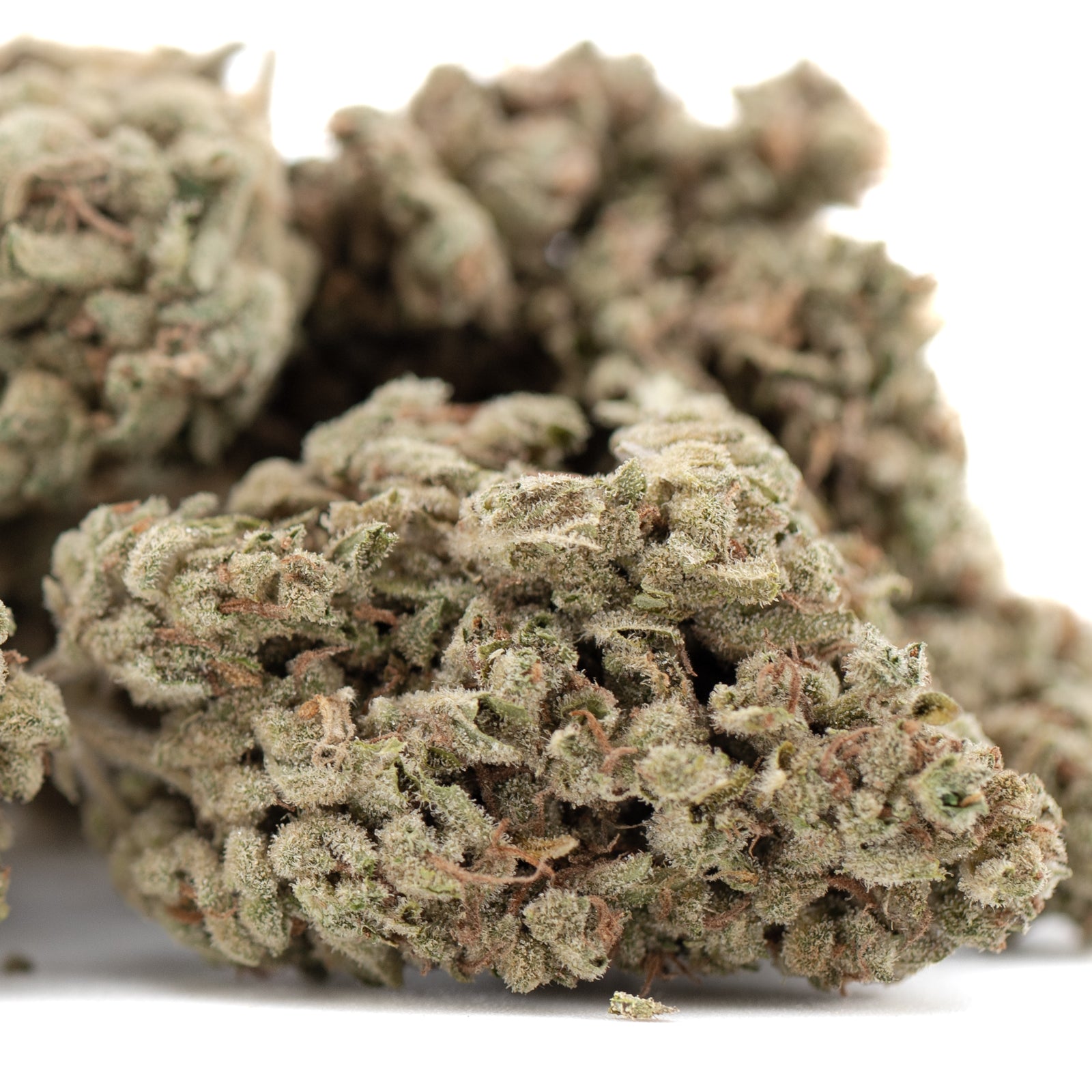 Face Fat THCa hemp flower bud with dense trichomes and green hue