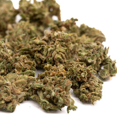 Pile of dried CBD hemp flower small buds from Maverick CBD Hemp Flower Smalls